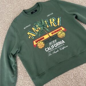 AMIRI Olive California Graphic Crewneck Sweater